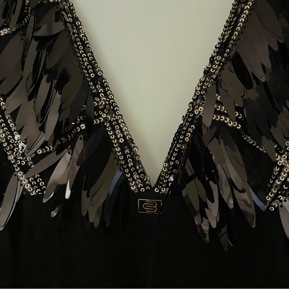 NWOT stunning gauzy witchy floaty sequined  flutter sleeved maxi dress - Picture 6 of 9